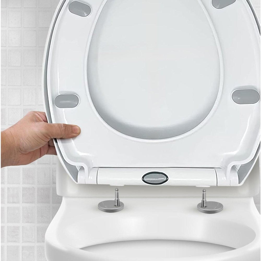 Cuqoo sedile wc ovale con chiusura rallentata, sgancio rapido, c