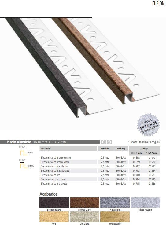 Listello fusion effetto metallic o 10x10 oro scratch
