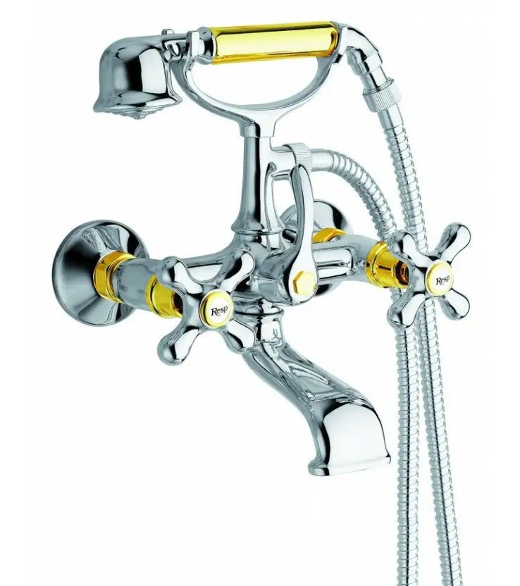 Diva s gruppo vasca esterno con duplex cromo oro b08xbb6w1y
