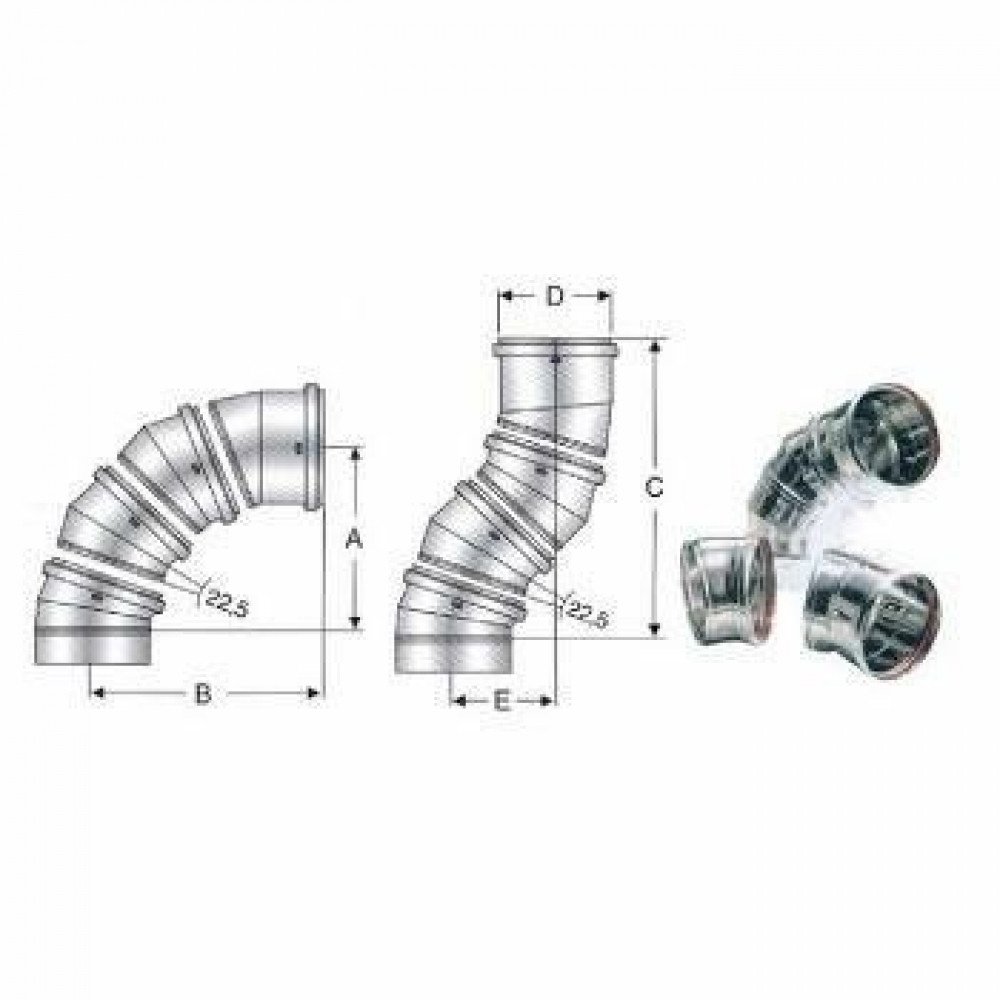 Inox mono parete aisi 316 curva girevole d.180 1