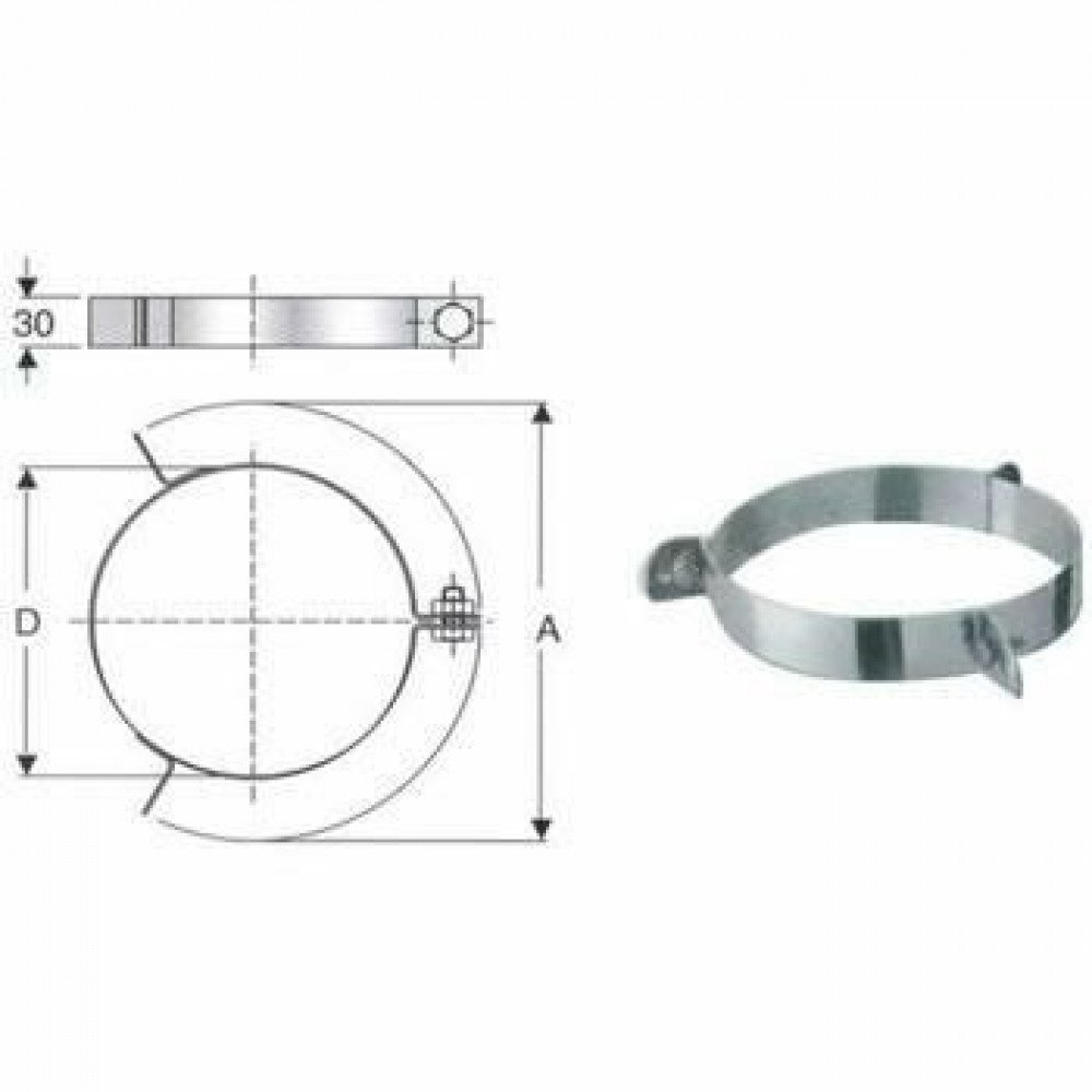 Inox mono parete aisi 316 fascet ta per cavi tiranti d.200