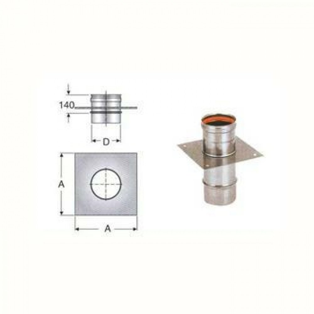 Piastra con elemento diritto d.1 30 inox aisi316l