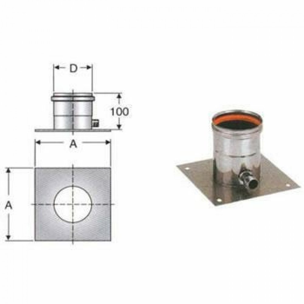 Inox mono parete aisi 316 piastr a scarico condensa d.160 i b08x9