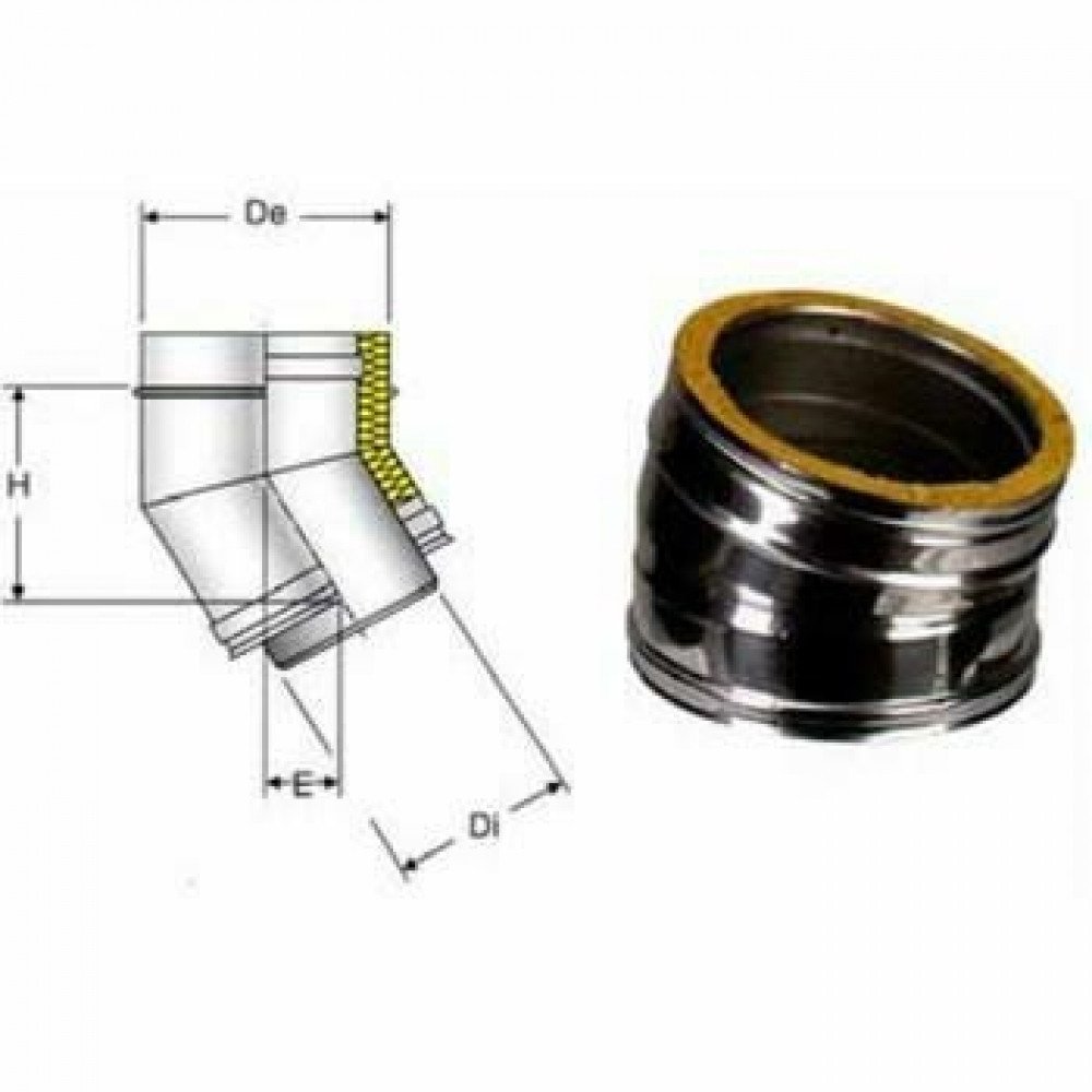 Inox doppia parete aisi 316 curv a 15 d.180 230
