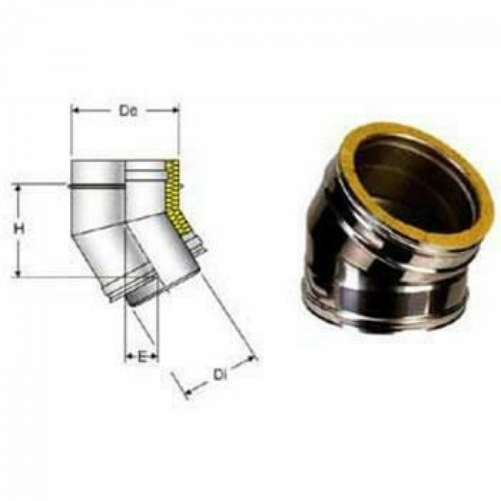 Inox doppia parete aisi 316 curv a 90 d.130 180