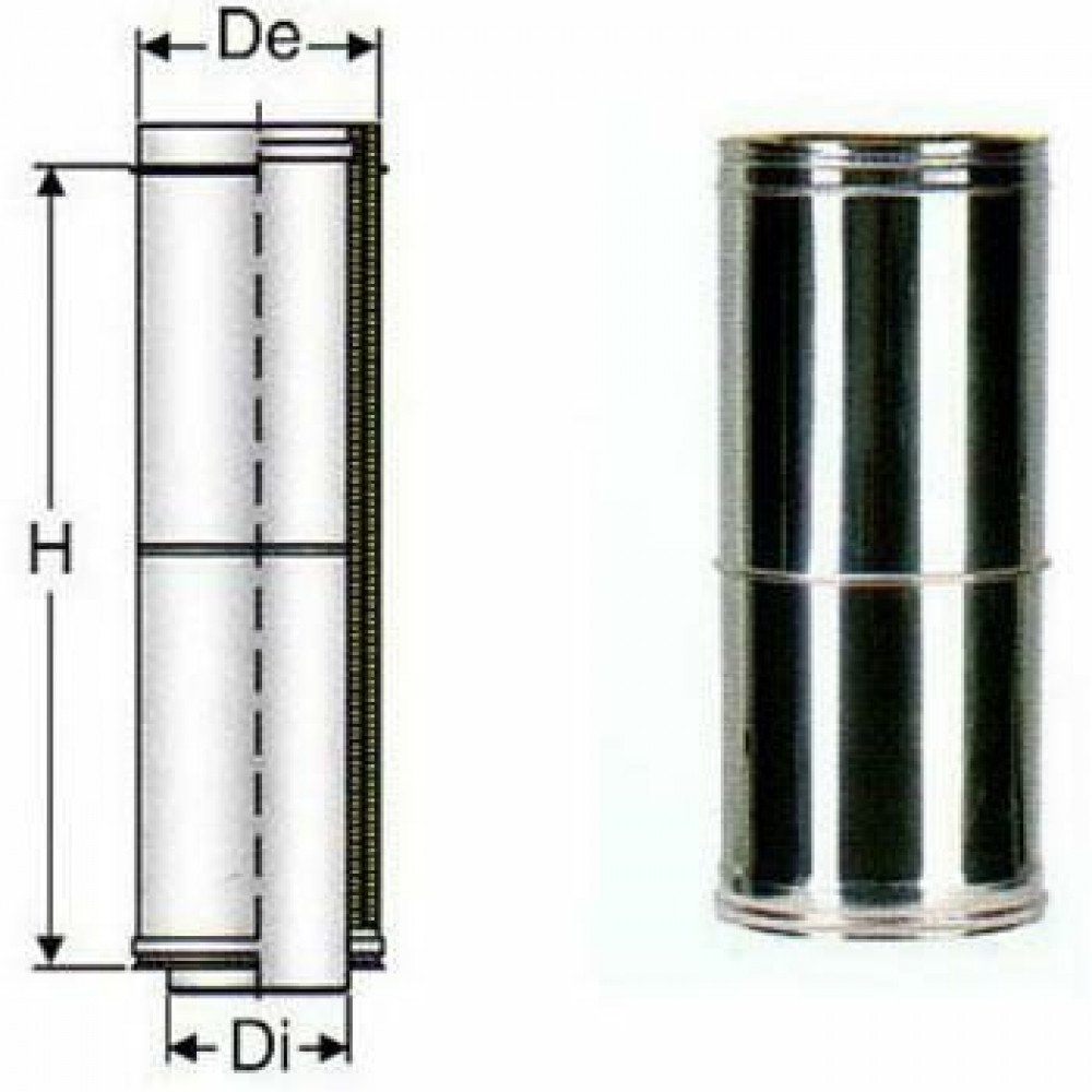 Inox doppia parete elemento tele scopico l.257-384 d.150
