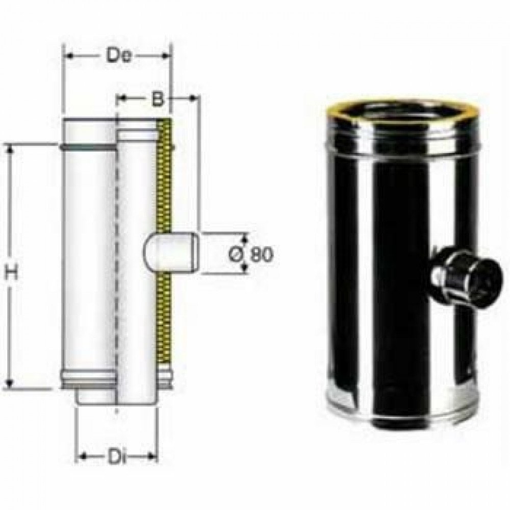 Inox doppia parete aisi 316 racc ordo a t 90 ridotto d.300 350