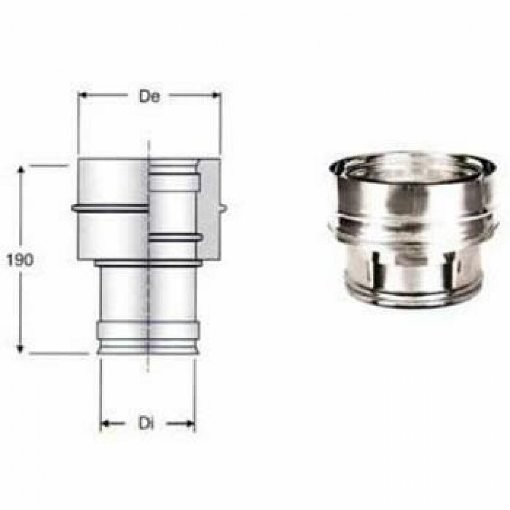 Inox doppia parete aisi 316 racc ordo caldaia d.200 250